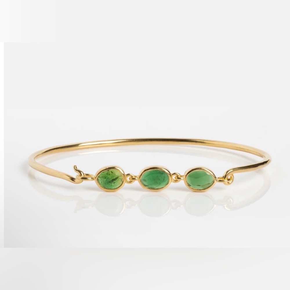 Local Eclectic Jonc Imperial Bracelet - Gold Bangle with Tourmaline Stones
